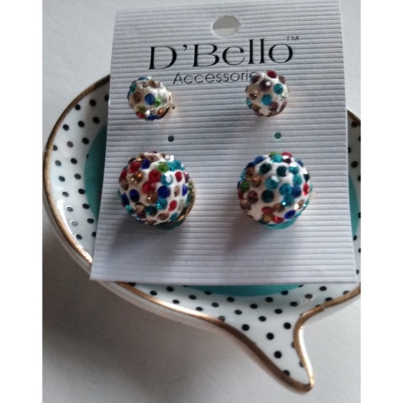 D' Bello Jewelry - Double Ball Crystal Earrings Multi Color